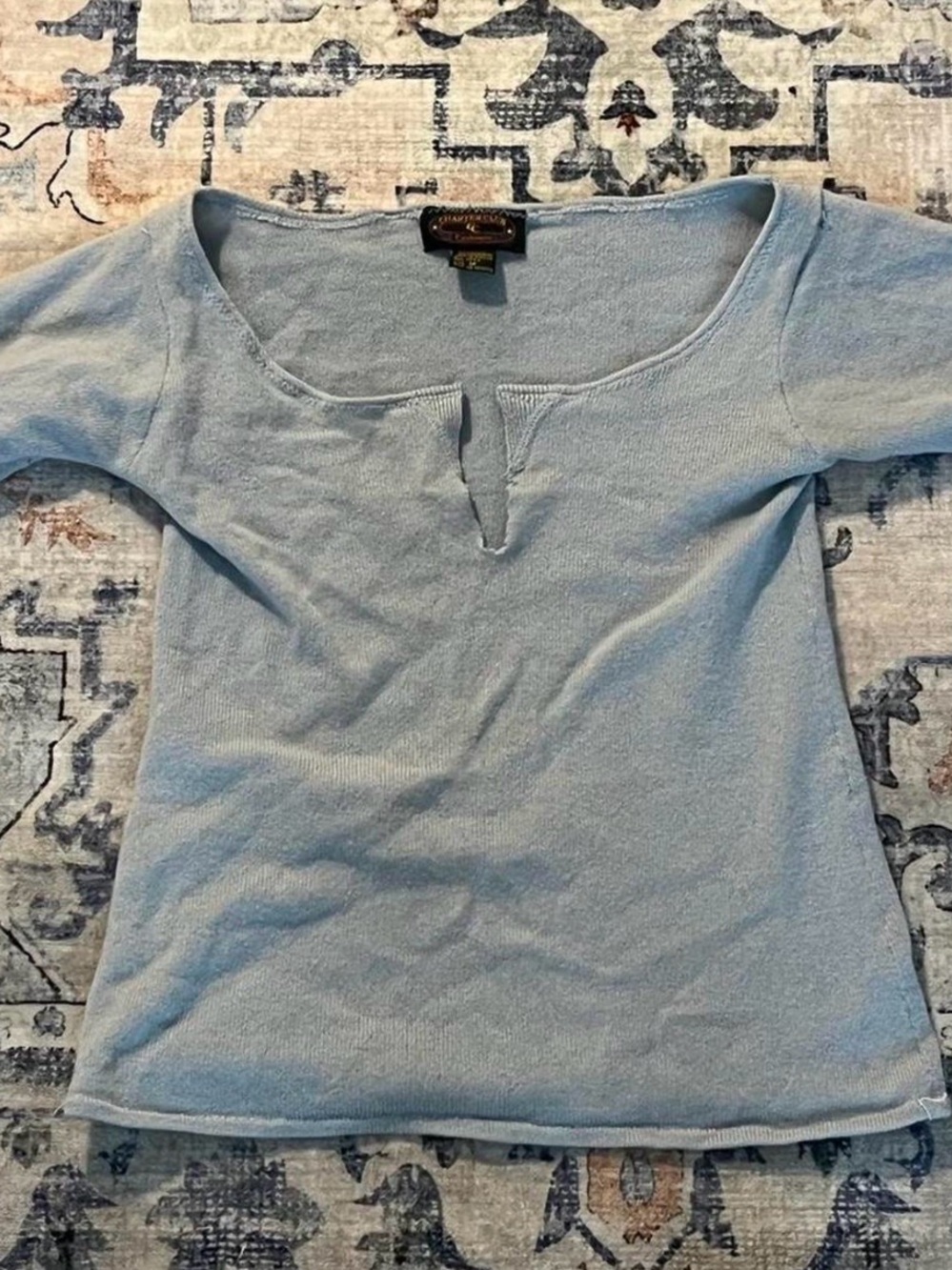 Light Blue Women's Scoop Neck Cashmere Top